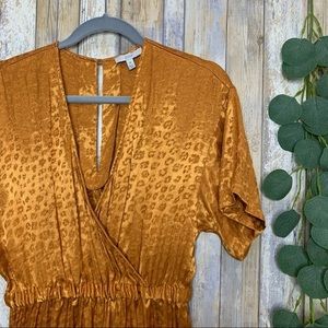 Joie Tau Silky Gold Leopard Print Jumpsuit